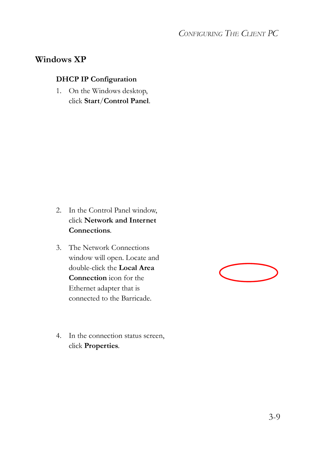 SMC Networks SMCWBR14-G2 manual Windows XP, Dhcp IP Configuration 