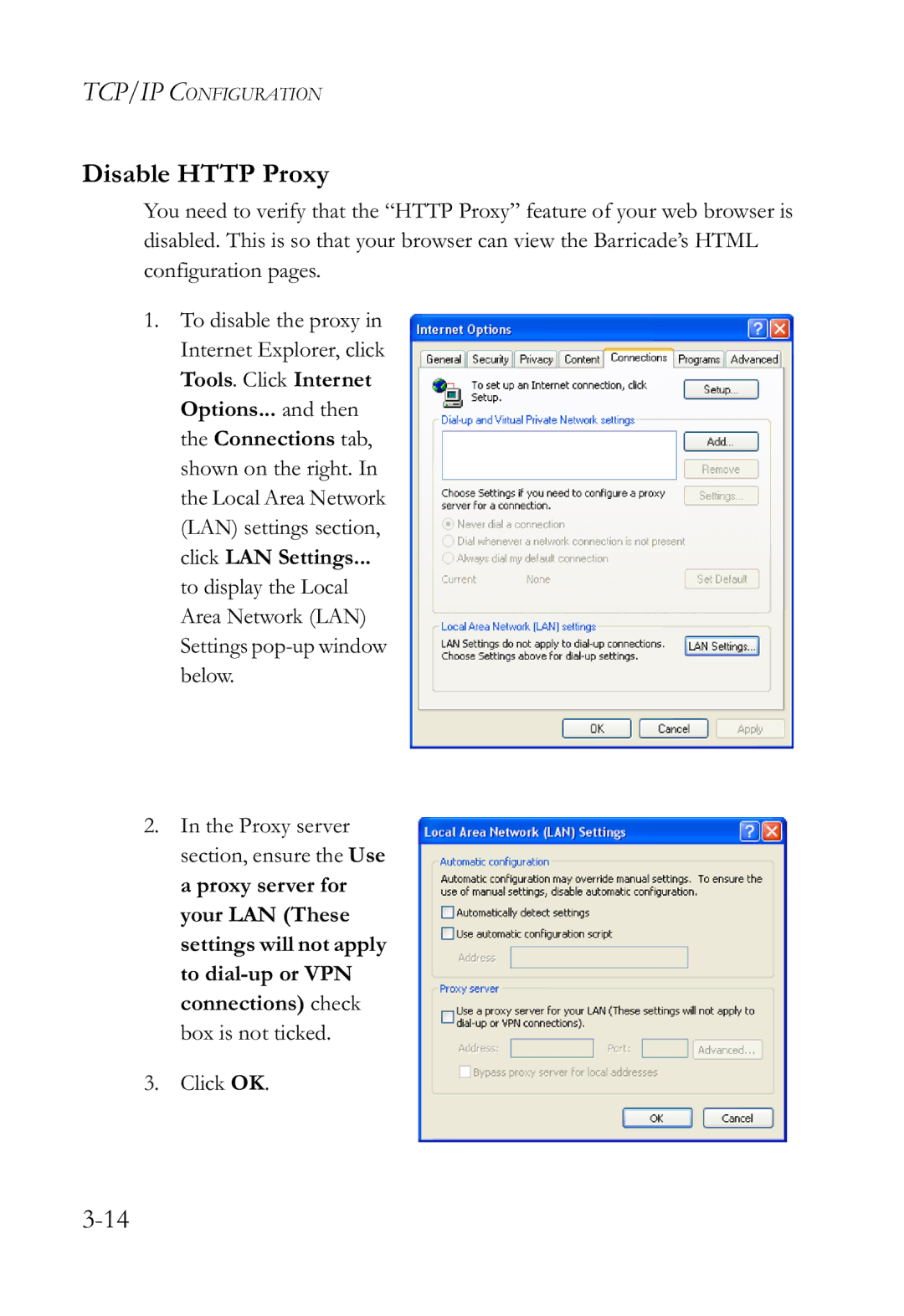 SMC Networks SMCWBR14-G2 manual Disable Http Proxy 