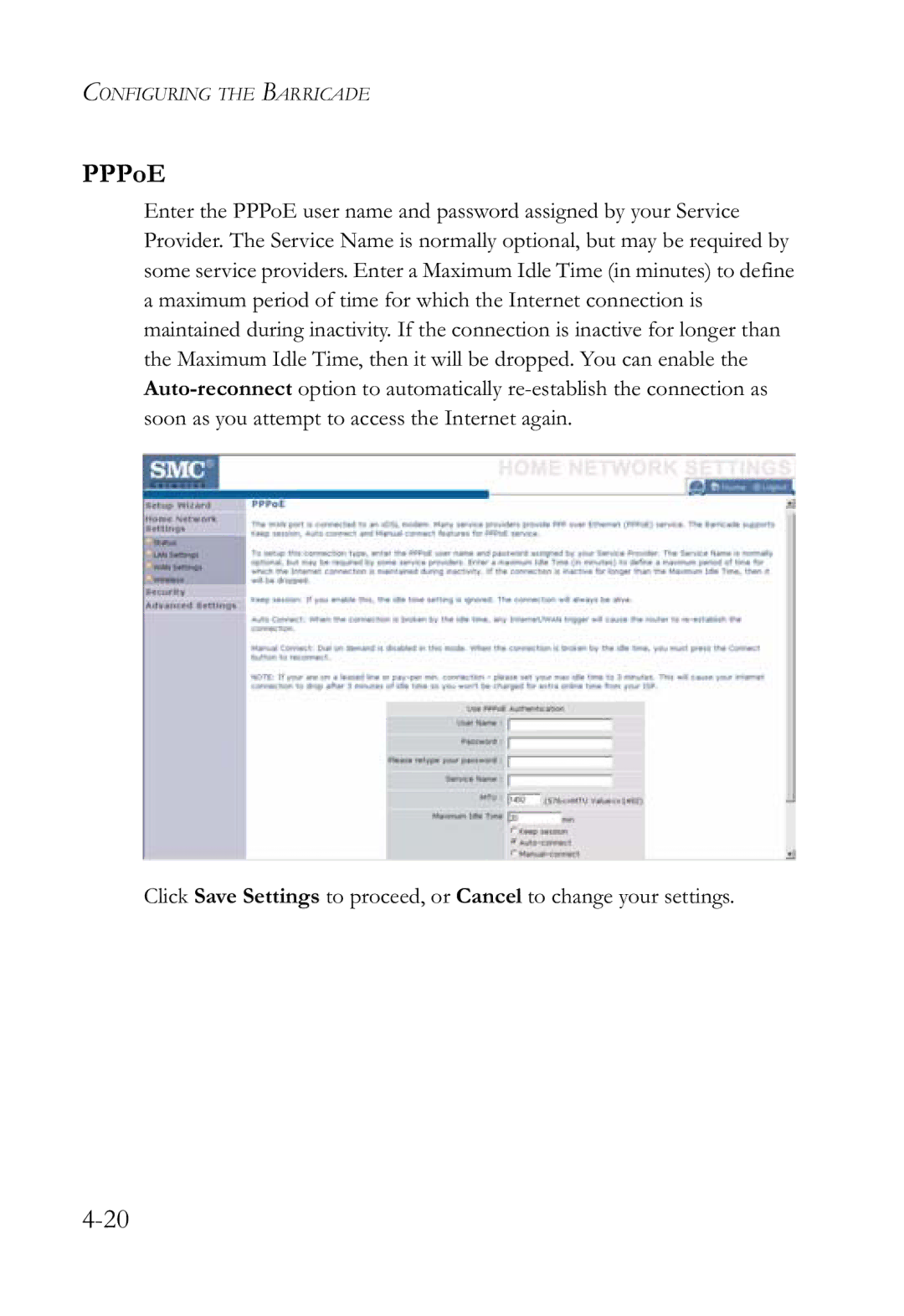 SMC Networks SMCWBR14-G2 manual PPPoE 