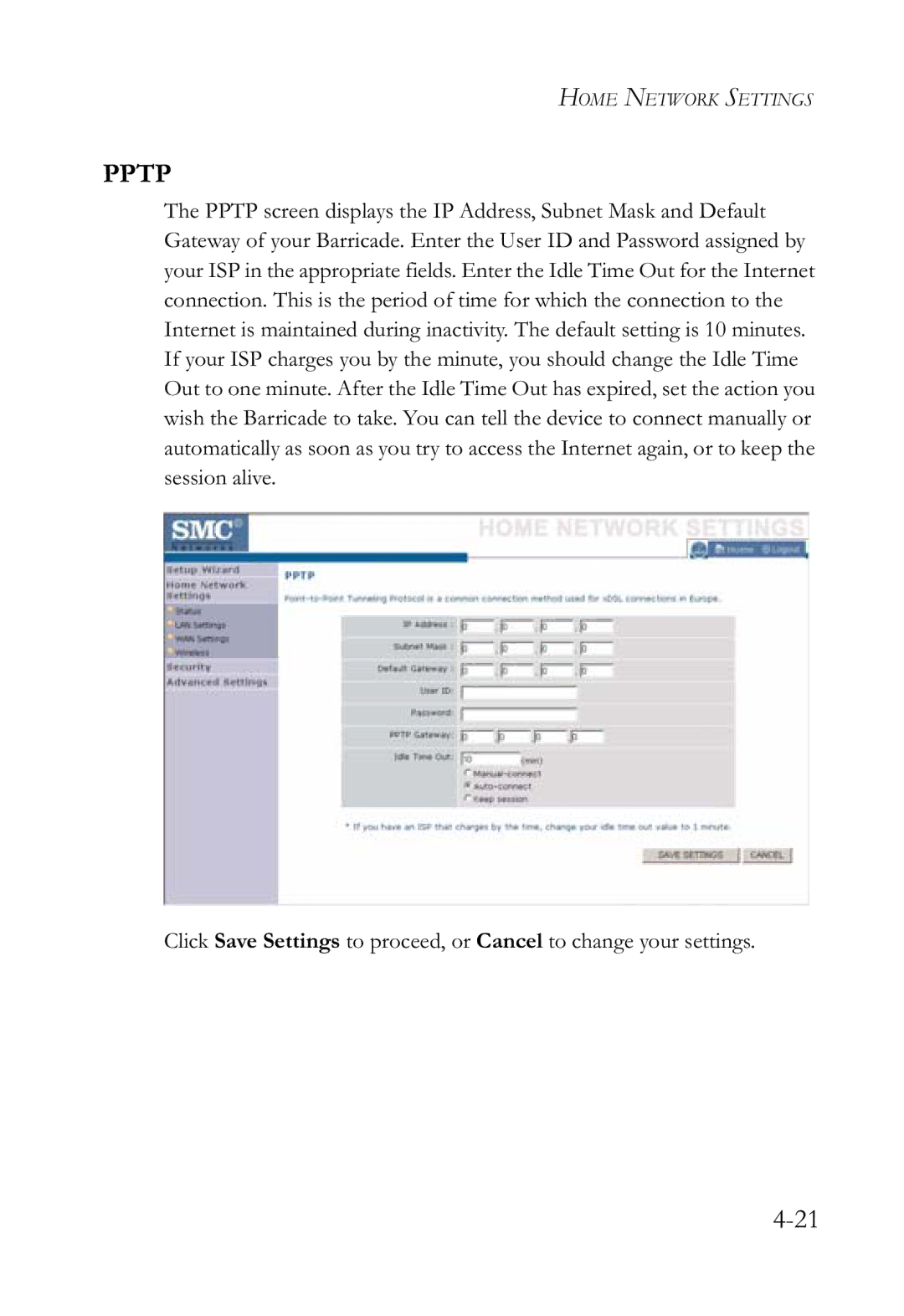 SMC Networks SMCWBR14-G2 manual Pptp 