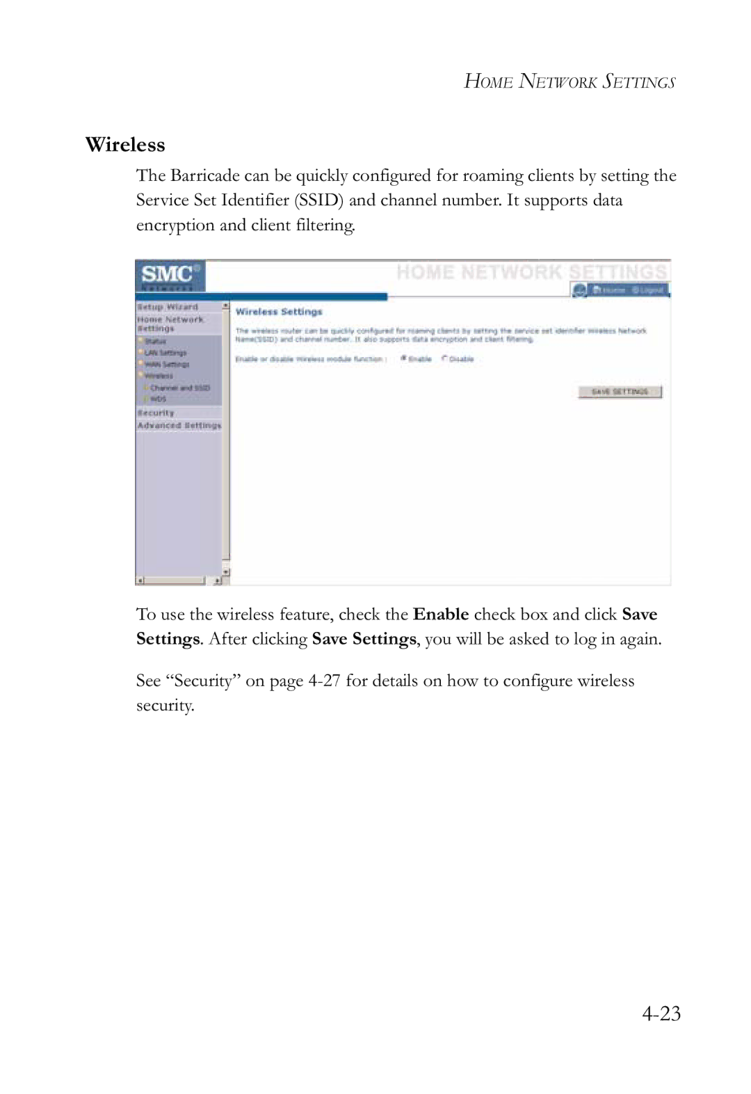 SMC Networks SMCWBR14-G2 manual Wireless 