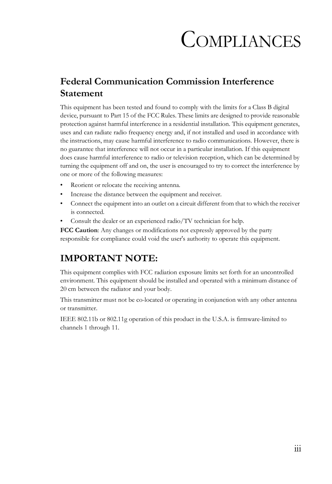 SMC Networks SMCWBR14-G2 manual Compliances, Federal Communication Commission Interference Statement 