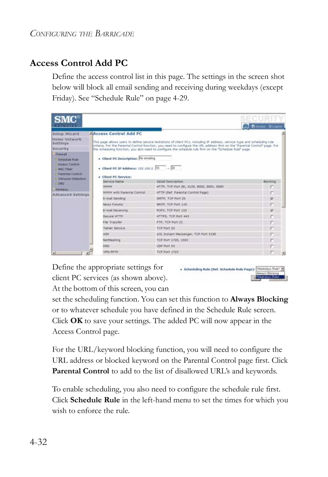 SMC Networks SMCWBR14-G2 manual Access Control Add PC 