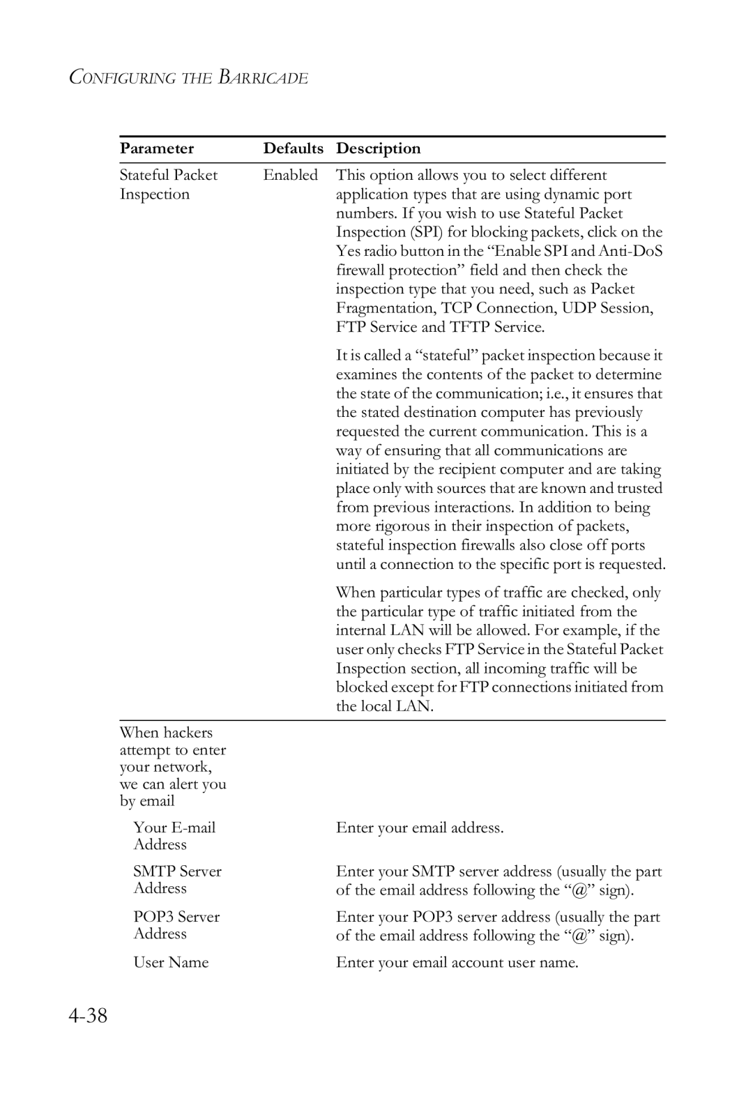 SMC Networks SMCWBR14-G2 manual Firewall protection field and then check 