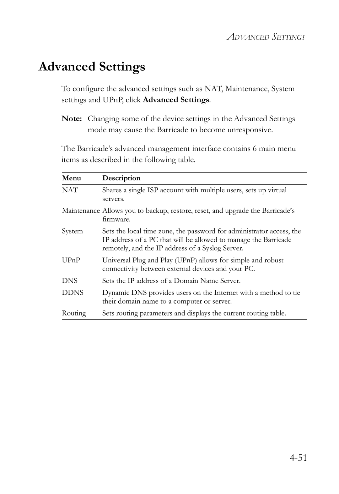 SMC Networks SMCWBR14-G2 manual Advanced Settings, Nat 