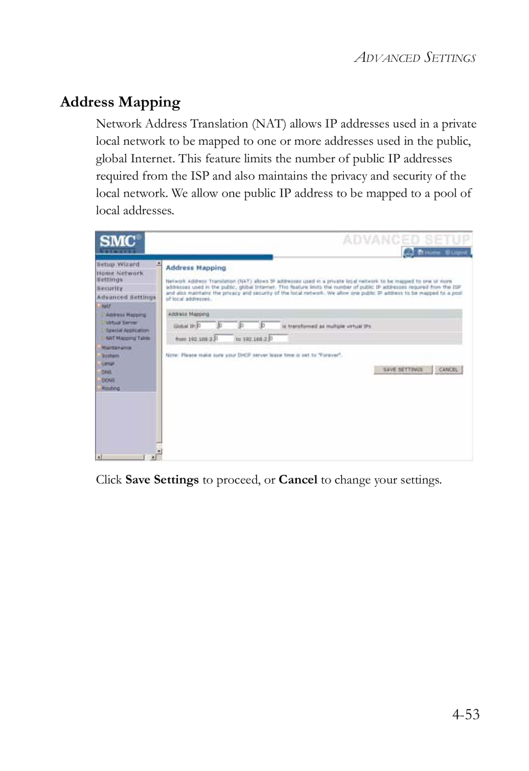 SMC Networks SMCWBR14-G2 manual Address Mapping 