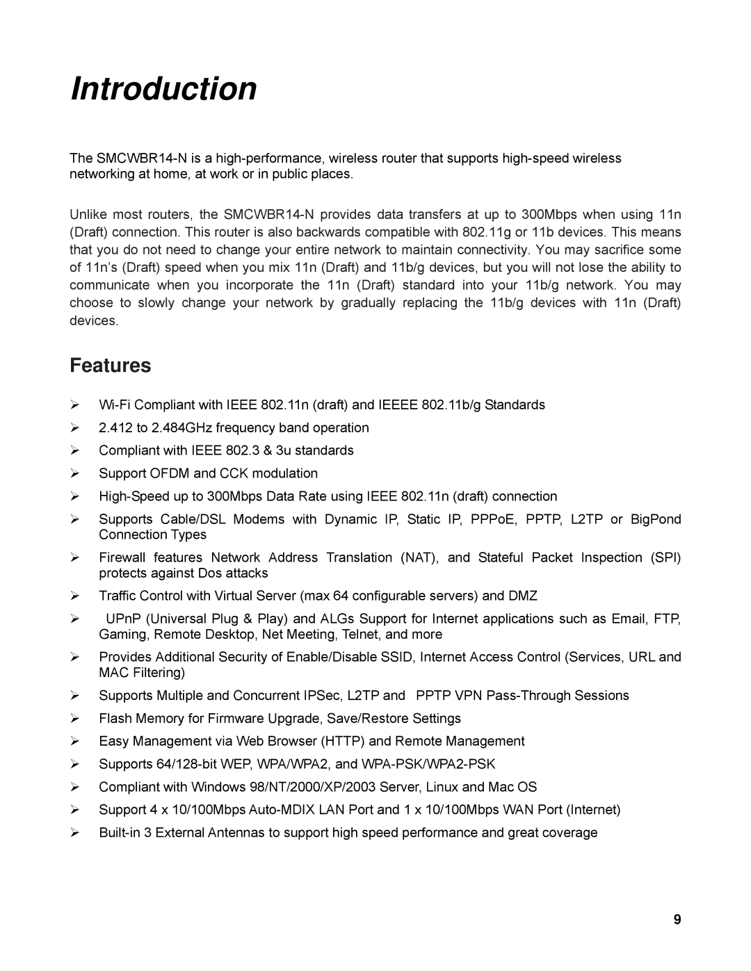 SMC Networks SMCWBR14-N manual Introduction 