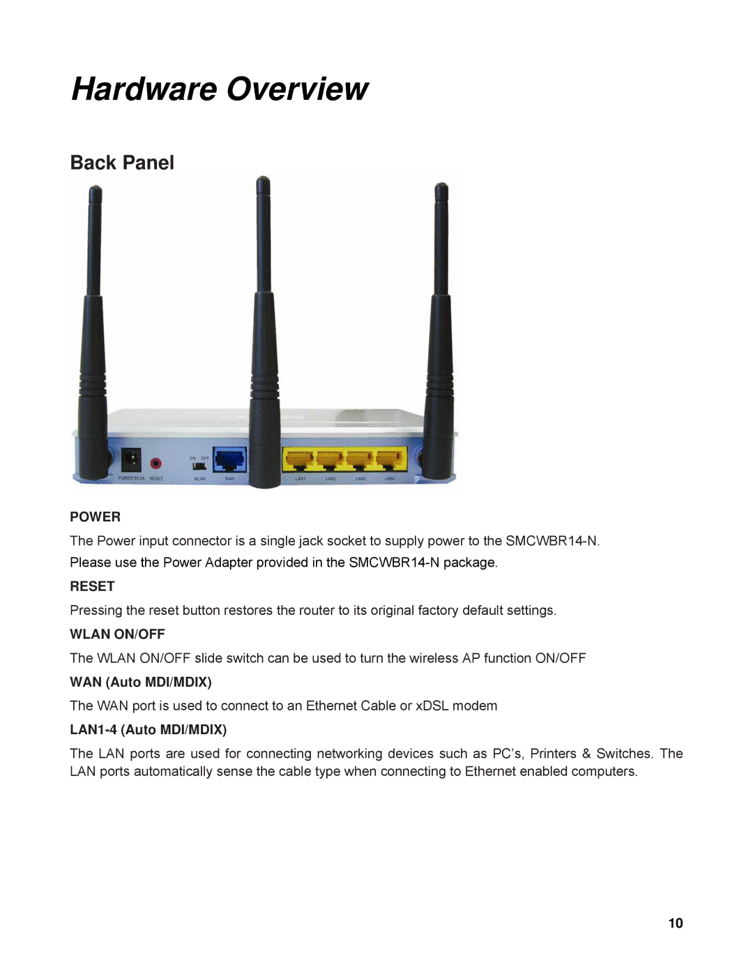 SMC Networks SMCWBR14-N manual Hardware Overview 