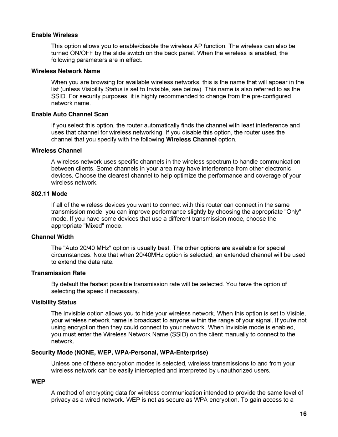 SMC Networks SMCWBR14-N manual Wep 