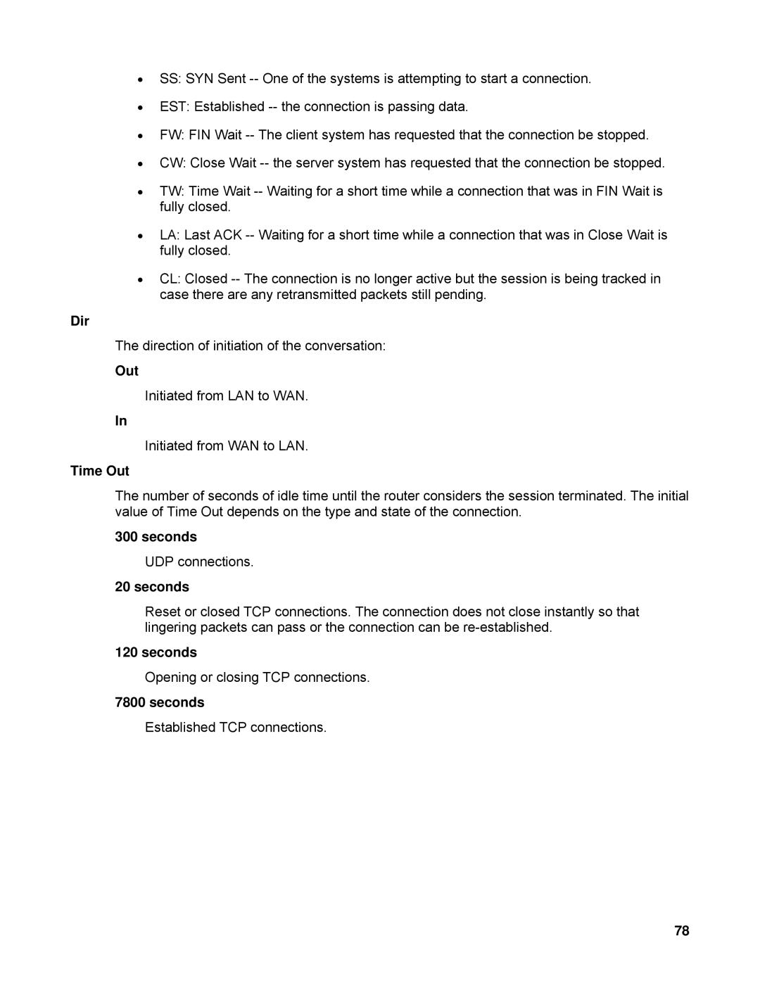 SMC Networks SMCWBR14-N manual Dir, Time Out, Seconds 