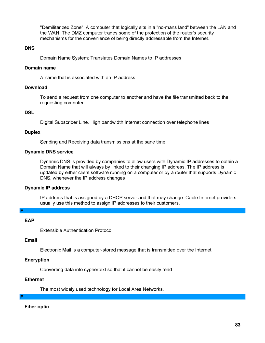 SMC Networks SMCWBR14-N manual Dns, Dsl, Eap 