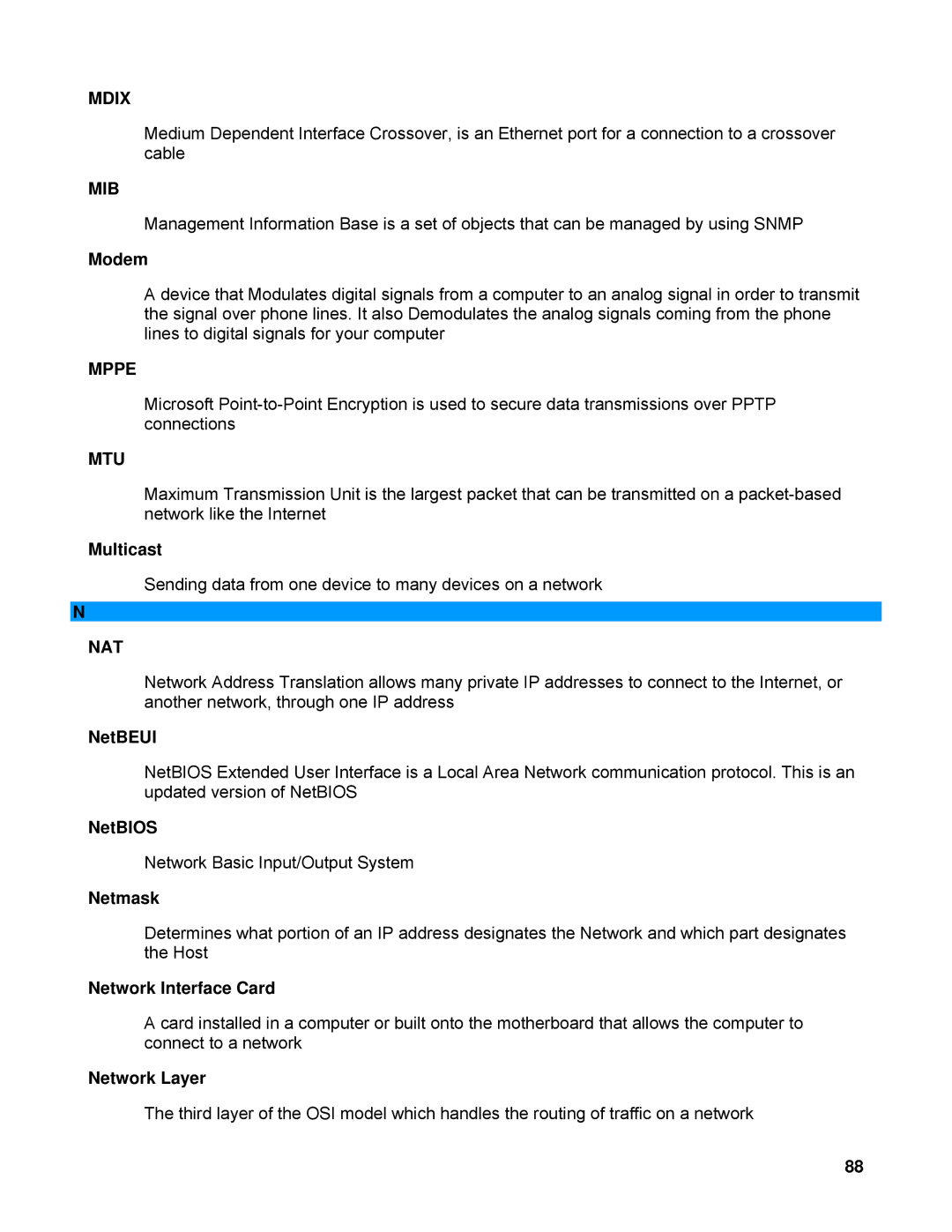 SMC Networks SMCWBR14-N manual Mdix, Mib, Mppe, Mtu 