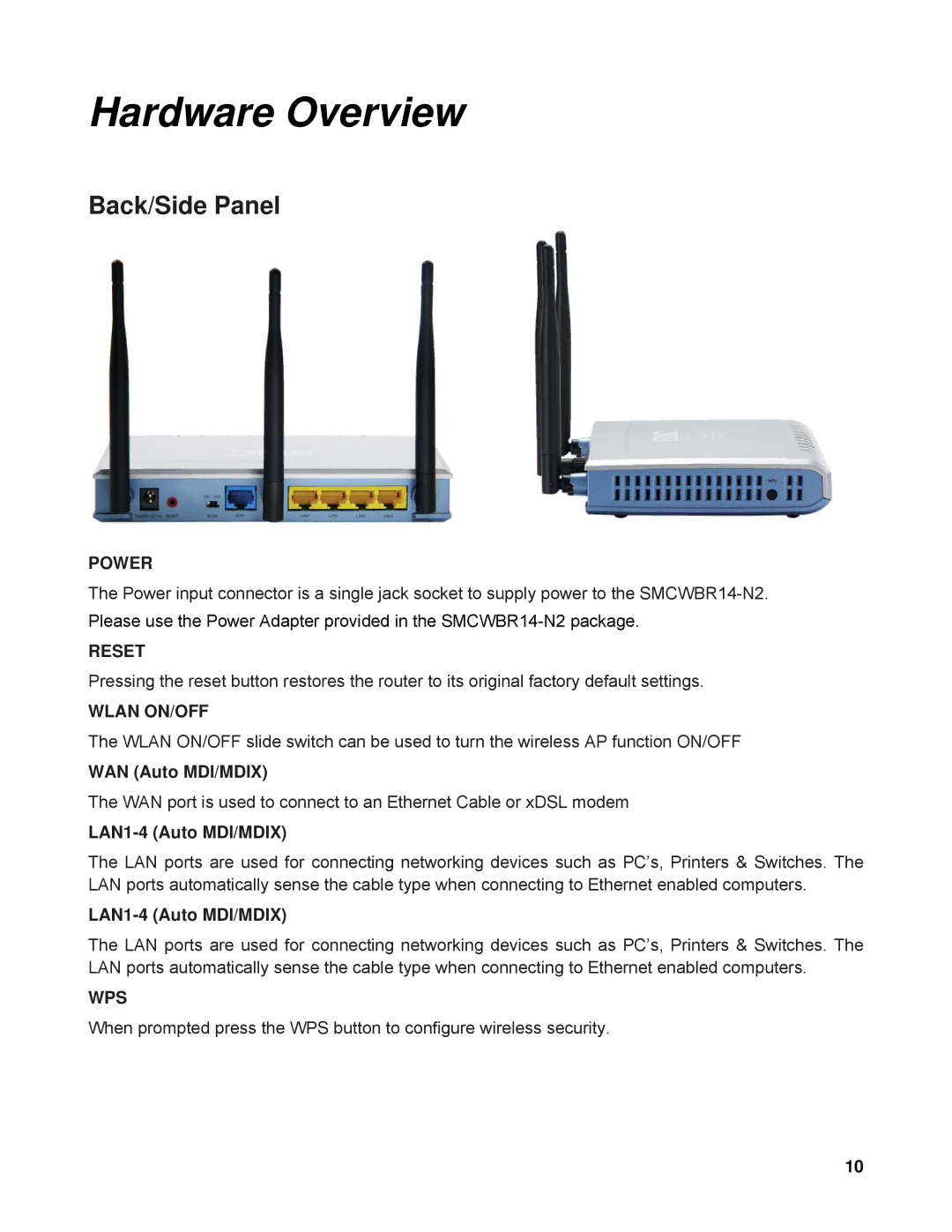 SMC Networks SMCWBR14-N2 manual Hardware Overview 