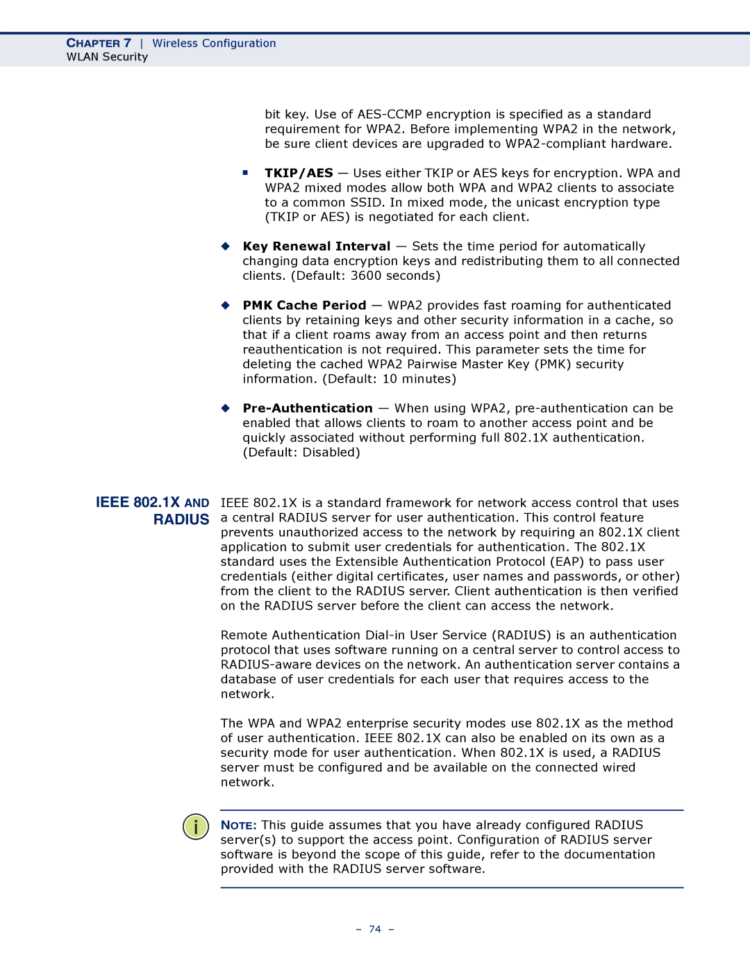 SMC Networks SMCWBR14S-N4 manual Ieee 802.1X and Radius 