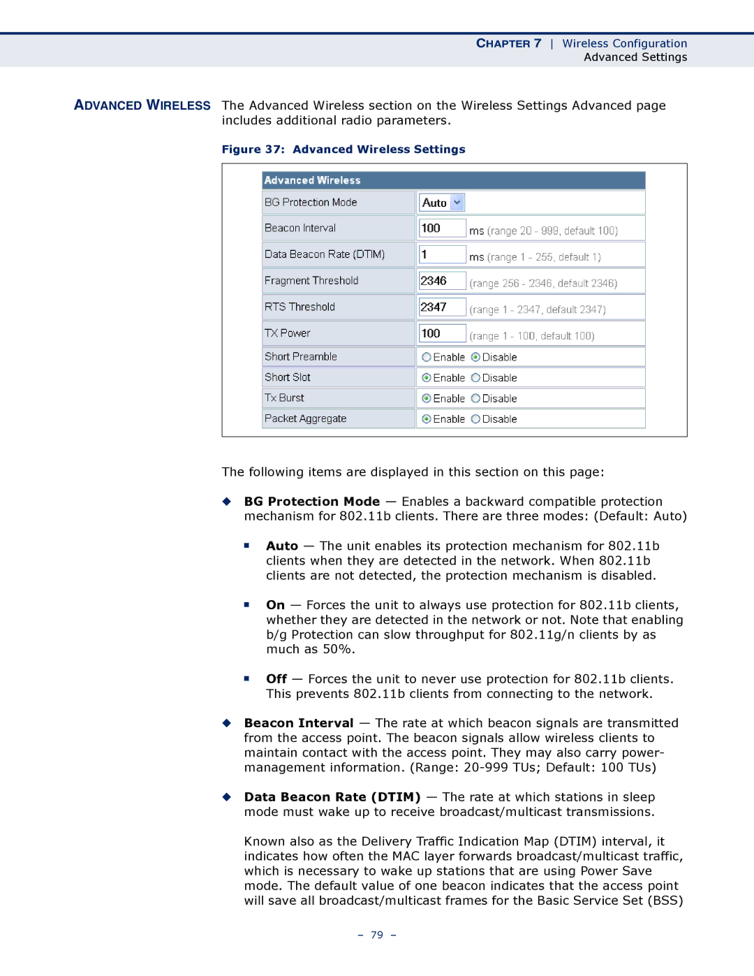 SMC Networks SMCWBR14S-N4 manual Advanced Wireless Settings 