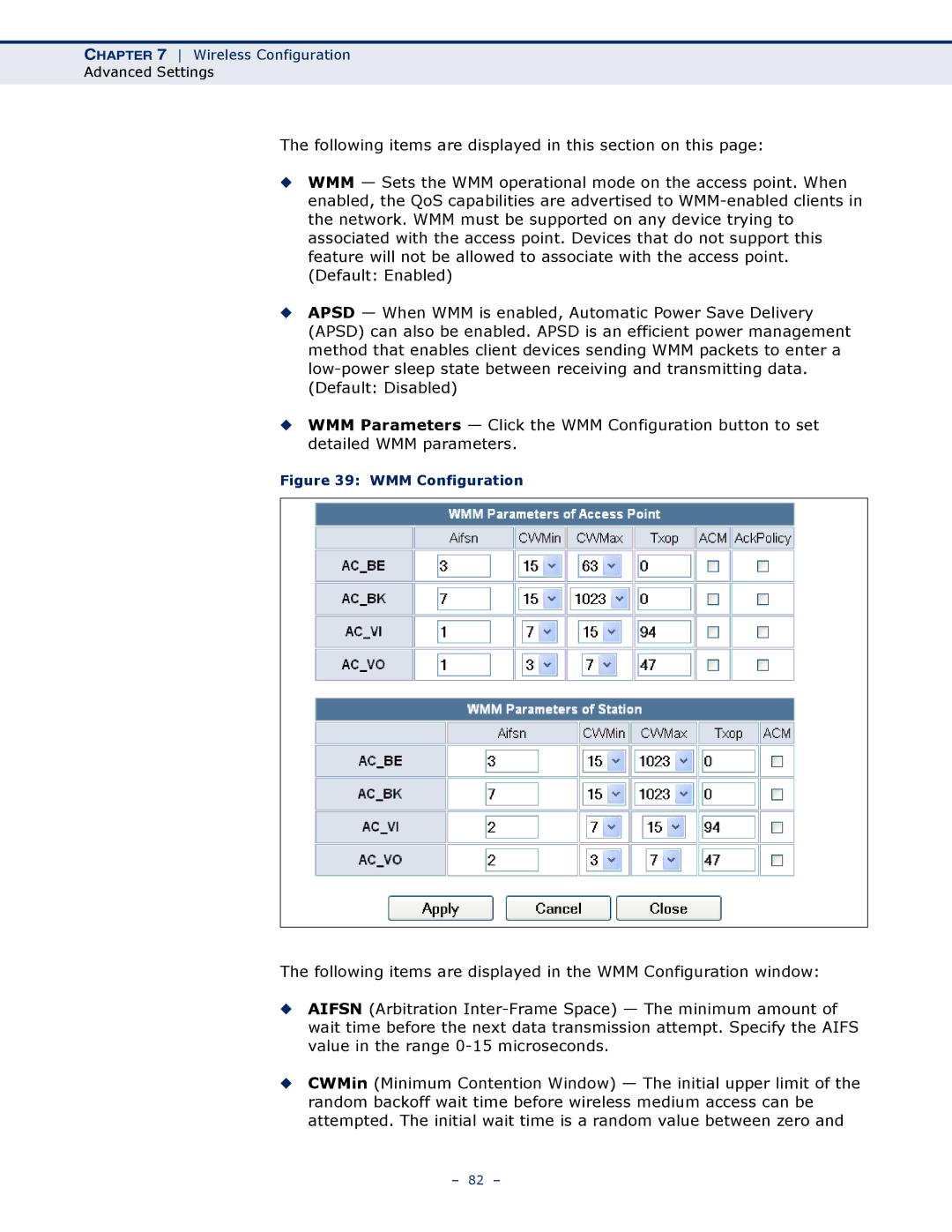 SMC Networks SMCWBR14S-N4 manual WMM Configuration 