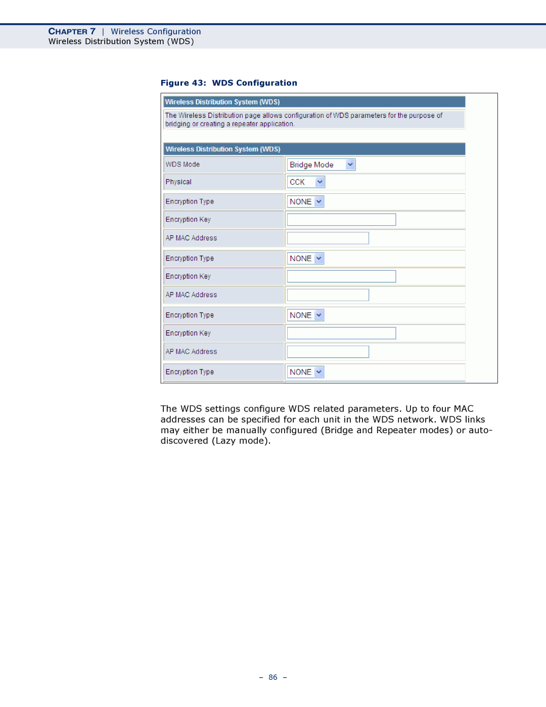 SMC Networks SMCWBR14S-N4 manual WDS Configuration 