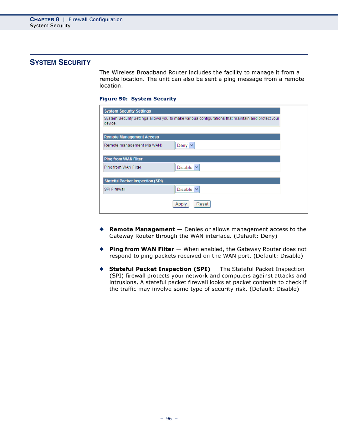 SMC Networks SMCWBR14S-N4 manual System Security 