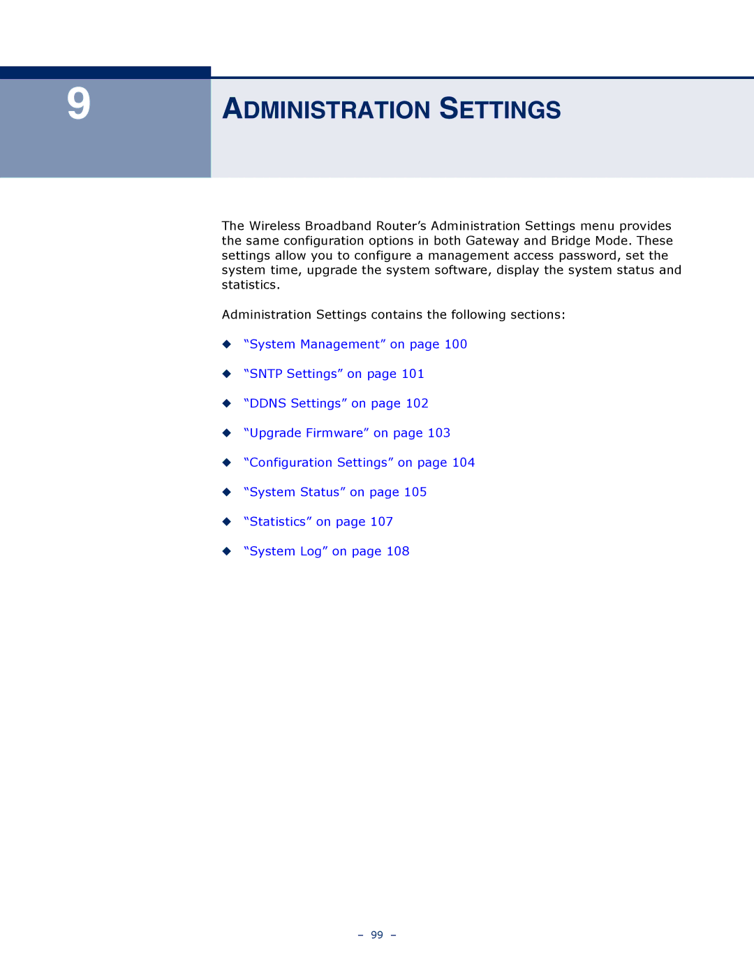 SMC Networks SMCWBR14S-N4 manual Administration Settings 