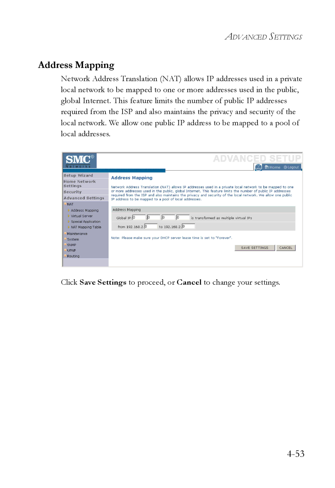 SMC Networks SMCWBR14T-G manual Address Mapping 