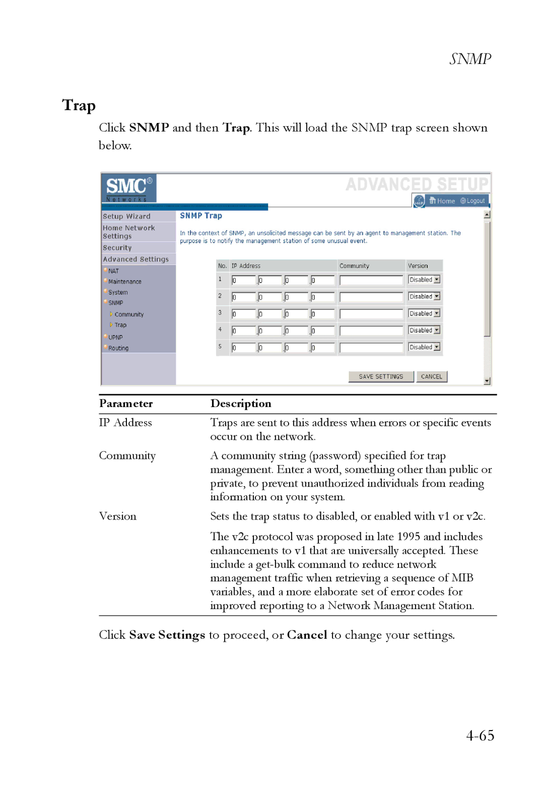 SMC Networks SMCWBR14T-G manual Trap 