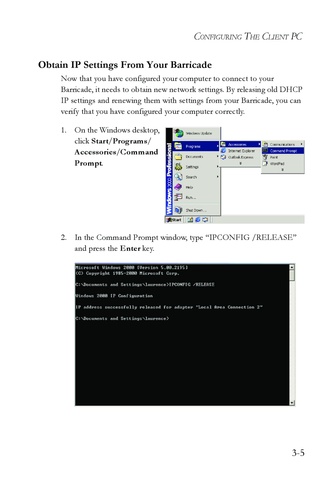 SMC Networks SMCWBR14T-G manual Obtain IP Settings From Your Barricade 