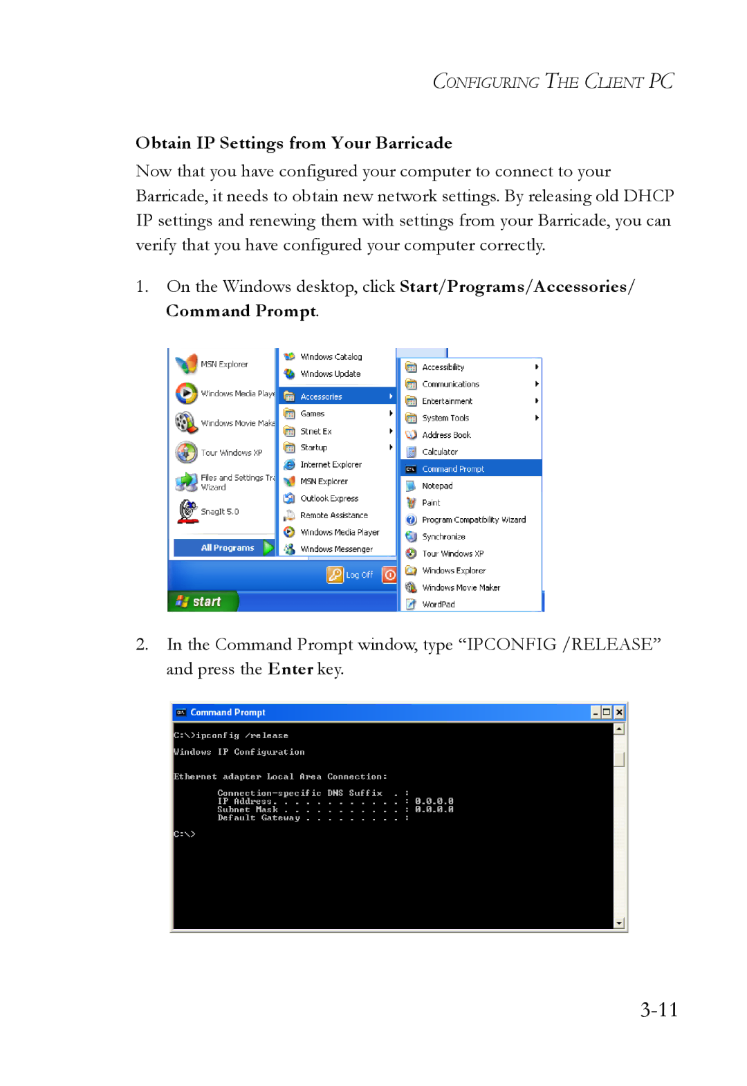 SMC Networks SMCWBR14T-G manual Obtain IP Settings from Your Barricade 