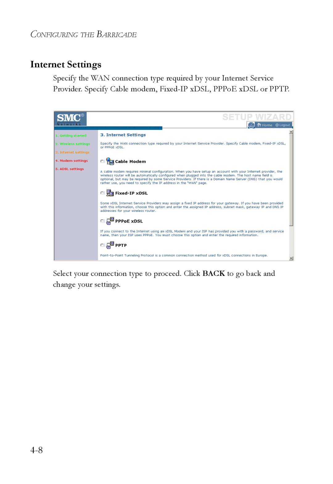 SMC Networks SMCWBR14T-G manual Internet Settings 