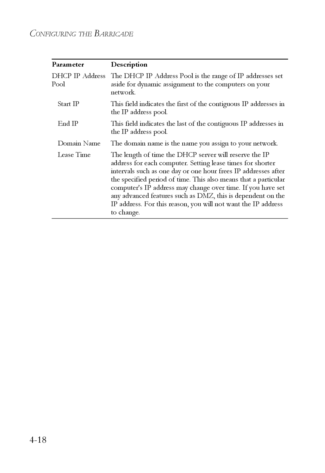 SMC Networks SMCWBR14T-G manual Parameter Description 