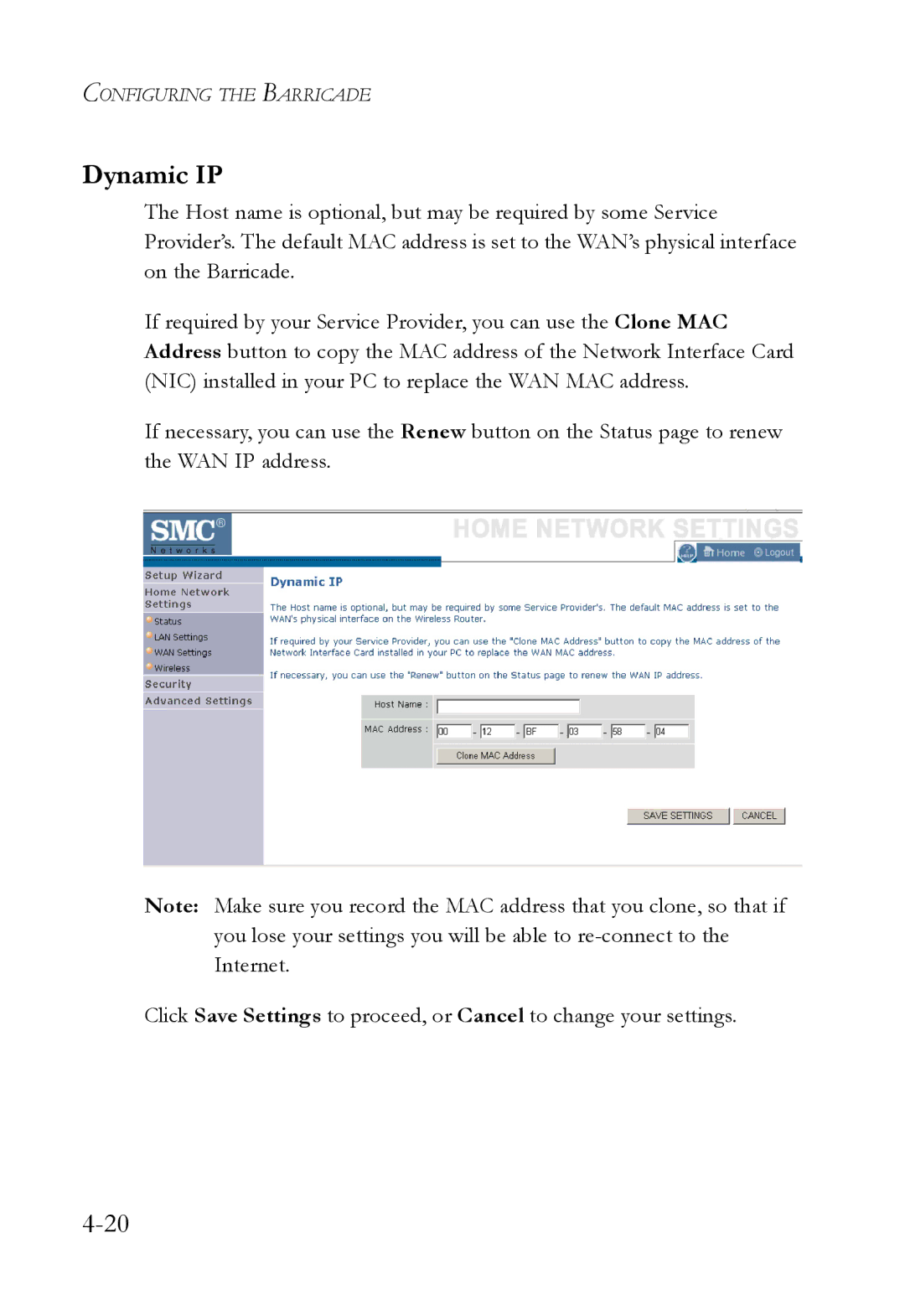 SMC Networks SMCWBR14T-G manual Dynamic IP 