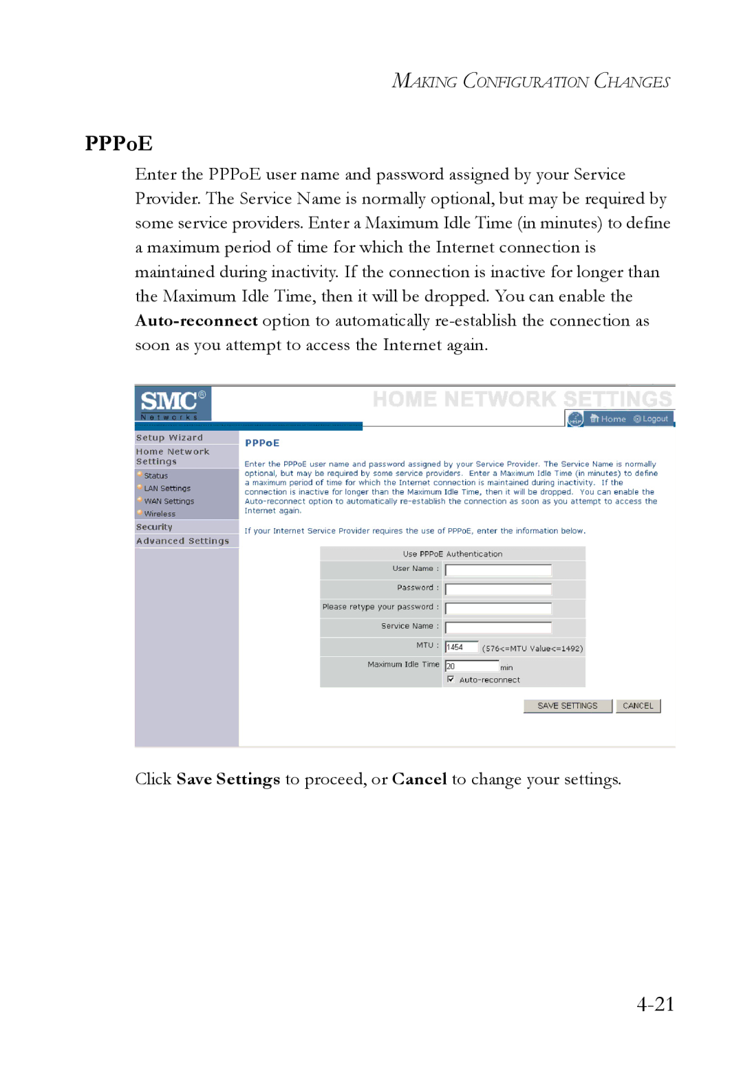 SMC Networks SMCWBR14T-G manual PPPoE 