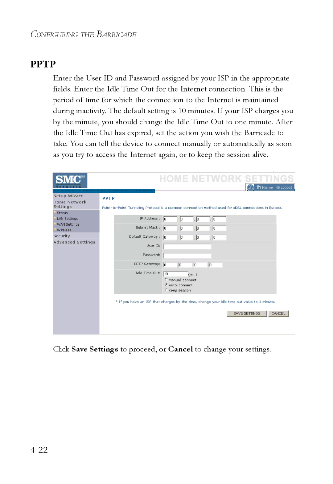 SMC Networks SMCWBR14T-G manual Pptp 