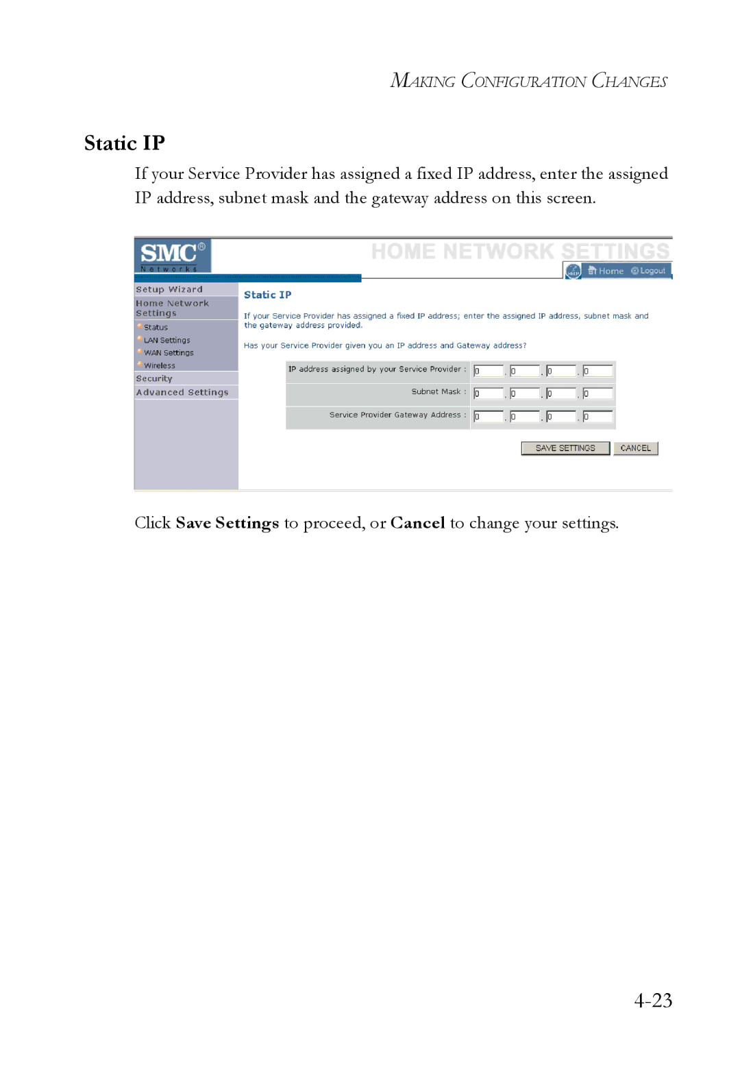 SMC Networks SMCWBR14T-G manual Static IP 