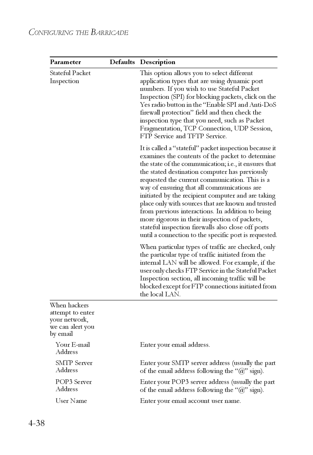 SMC Networks SMCWBR14T-G manual Firewall protection field and then check 