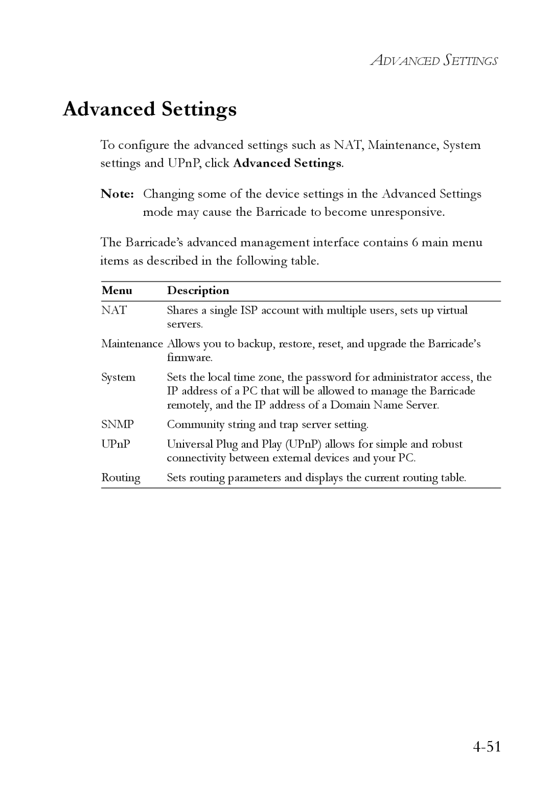 SMC Networks SMCWBR14T-G manual Advanced Settings, Nat 