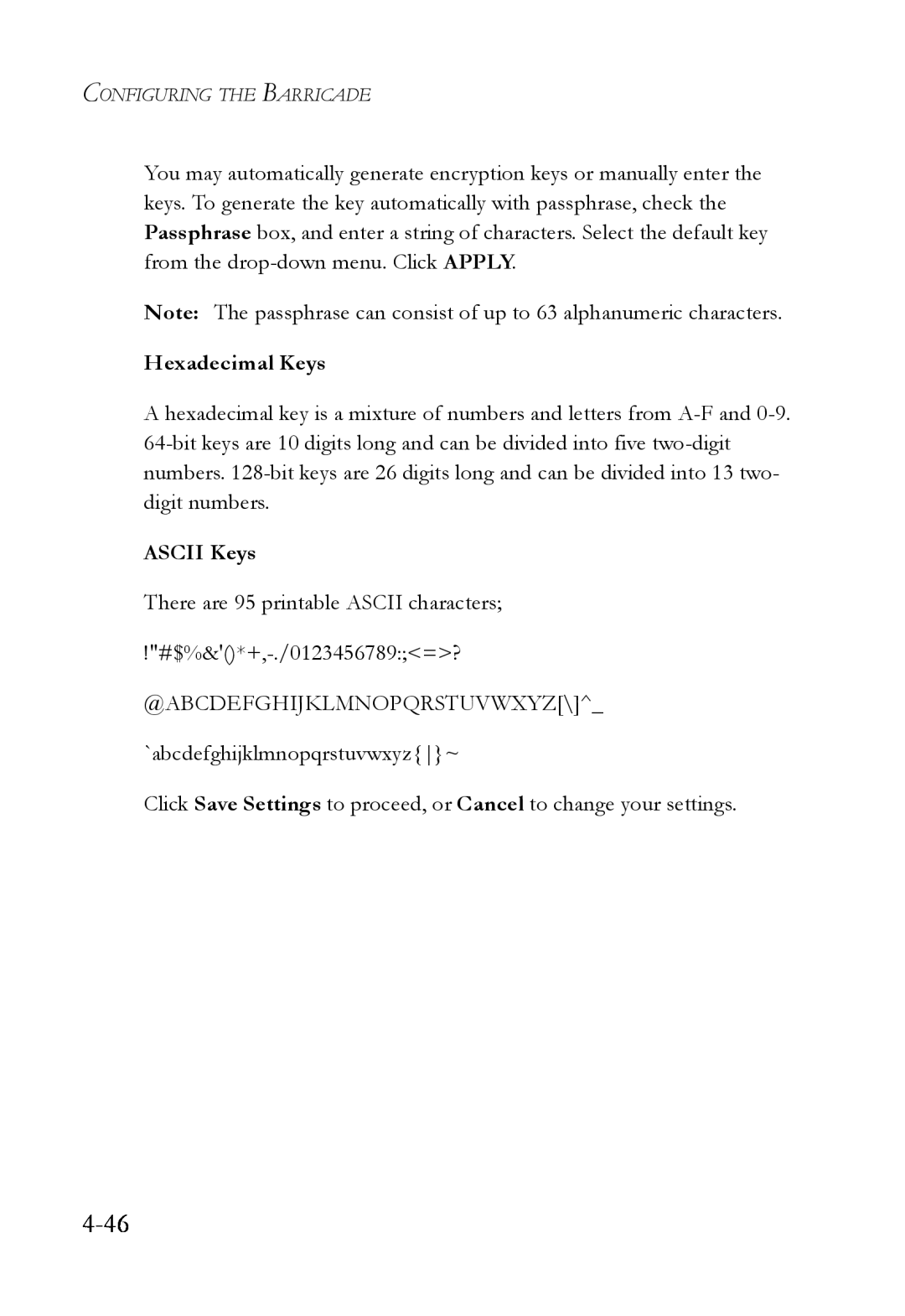 SMC Networks SMCWBR14T-G manual 4-46, Hexadecimal Keys, ASCII Keys 