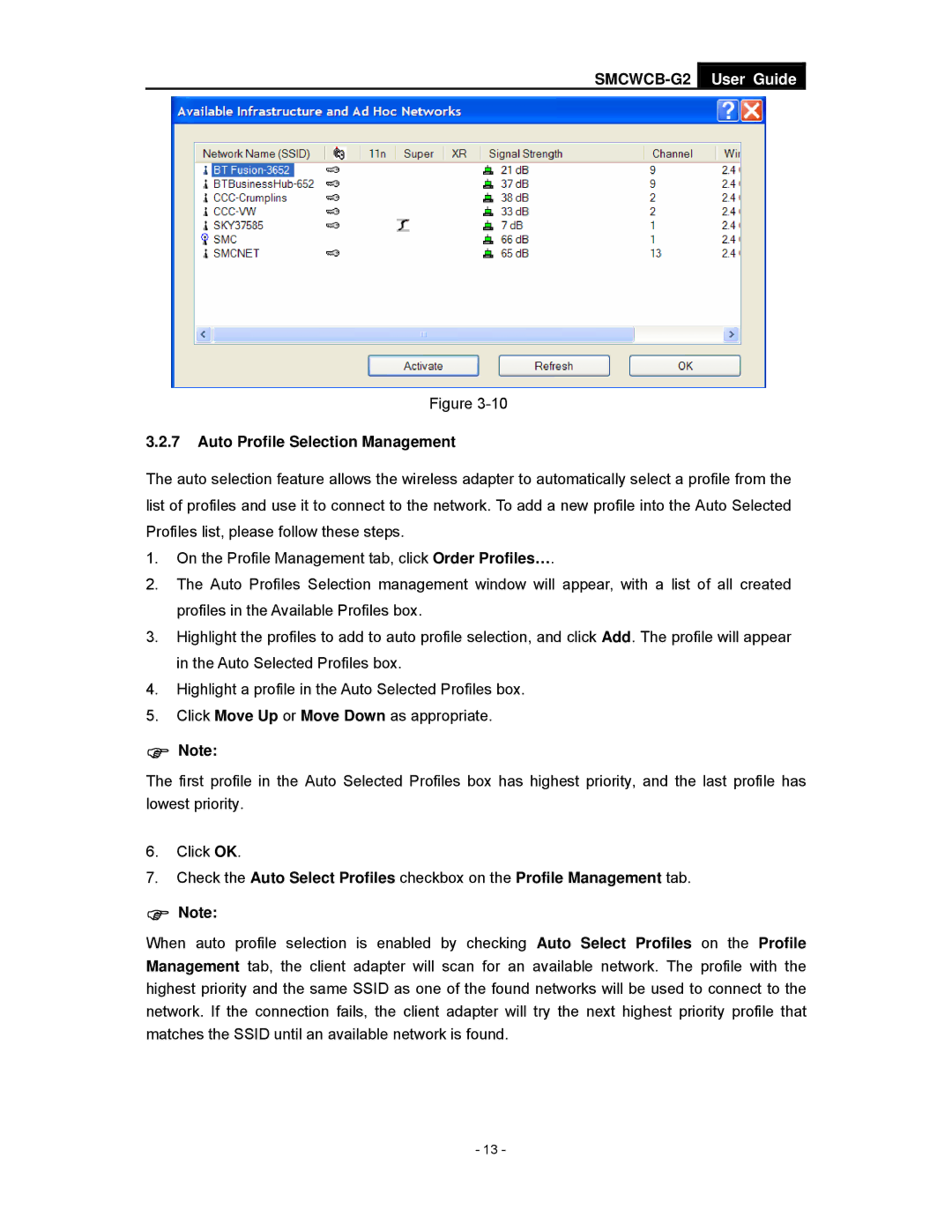 SMC Networks manual SMCWCB-G2 User Guide Auto Profile Selection Management 