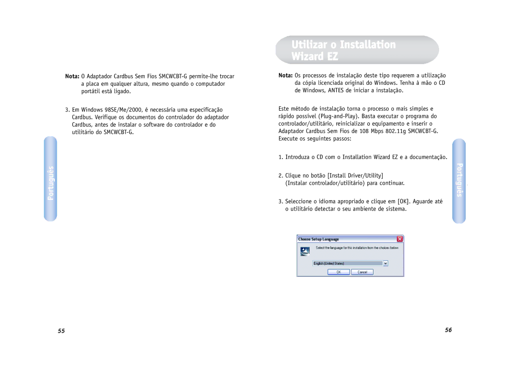 SMC Networks SMCWCBT-G manual Utilizar o Installation Wizard EZ 