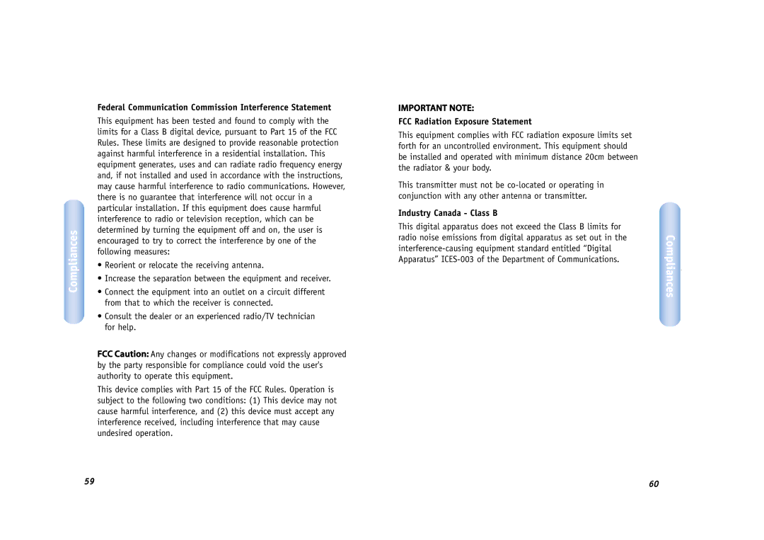 SMC Networks SMCWCBT-G manual Federal Communication Commission Interference Statement, FCC Radiation Exposure Statement 