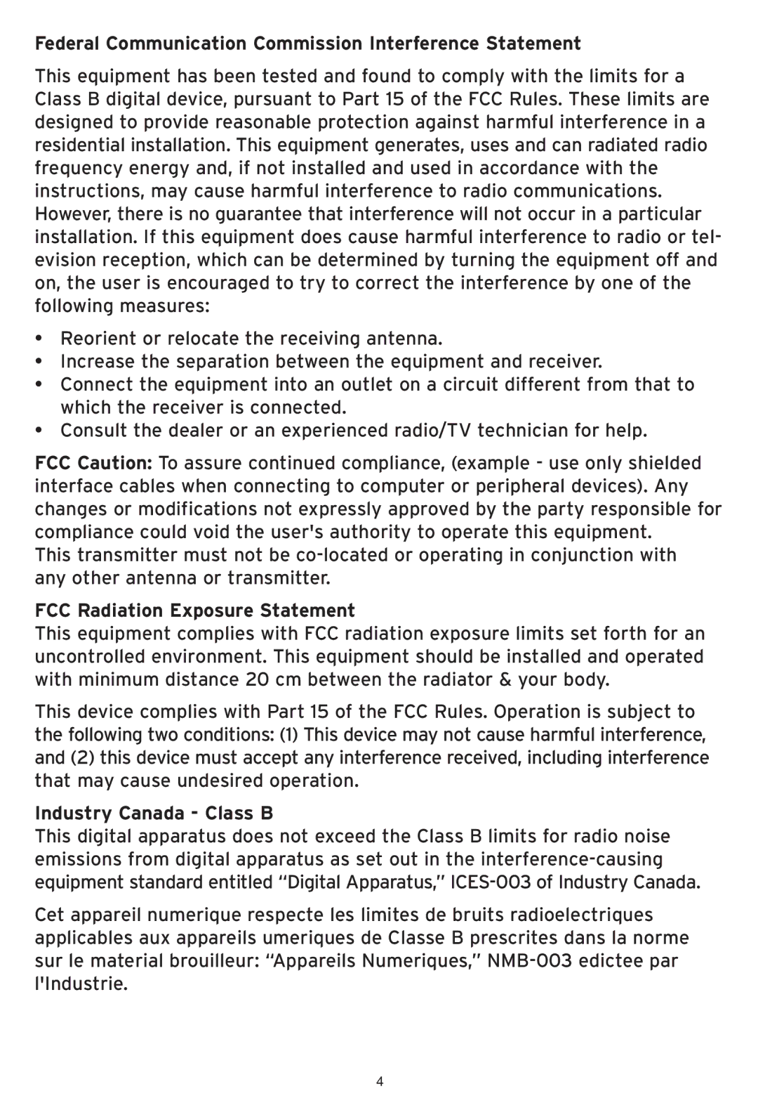 SMC Networks SMCWHS-POS manual Federal Communication Commission Interference Statement, FCC Radiation Exposure Statement 