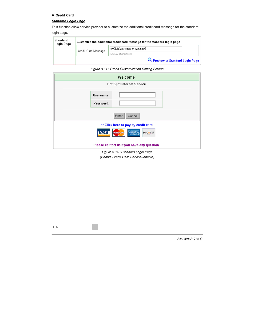 SMC Networks SMCWHSG14-G manual Credit Customization Setting Screen 