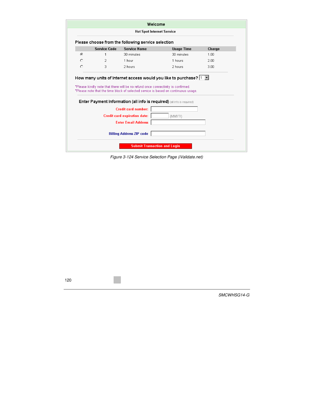 SMC Networks SMCWHSG14-G manual Service Selection Page iValidate.net 