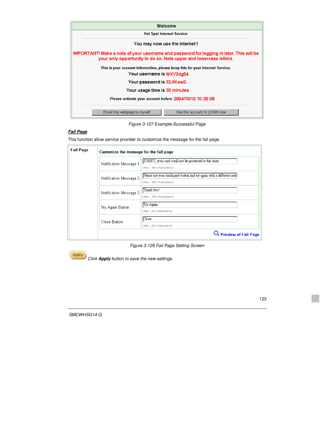 SMC Networks SMCWHSG14-G manual Example-Successful, Fail 