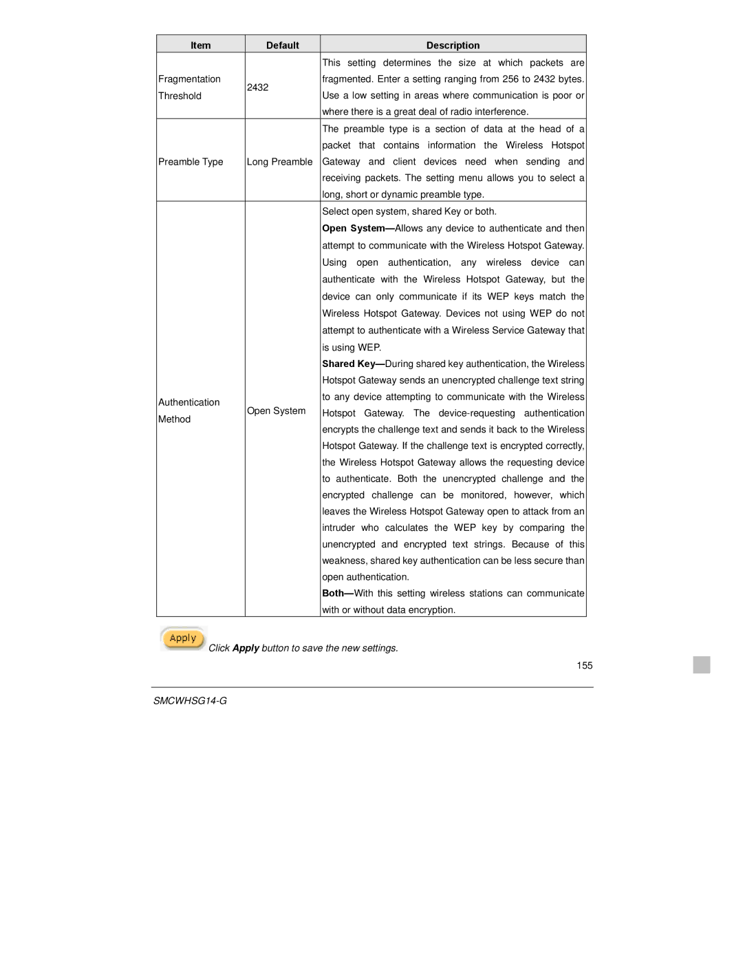 SMC Networks SMCWHSG14-G manual Is using WEP 