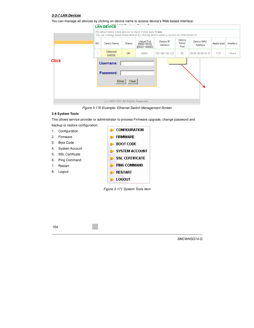 SMC Networks SMCWHSG14-G manual Click, System Tools 