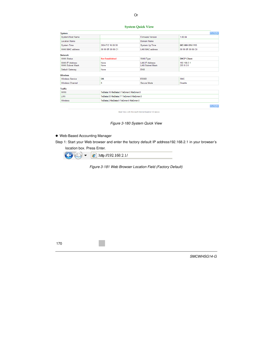 SMC Networks SMCWHSG14-G manual System Quick View, Web-Based Accounting Manager 