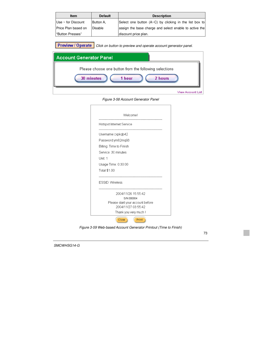 SMC Networks SMCWHSG14-G manual Account Generator Panel 