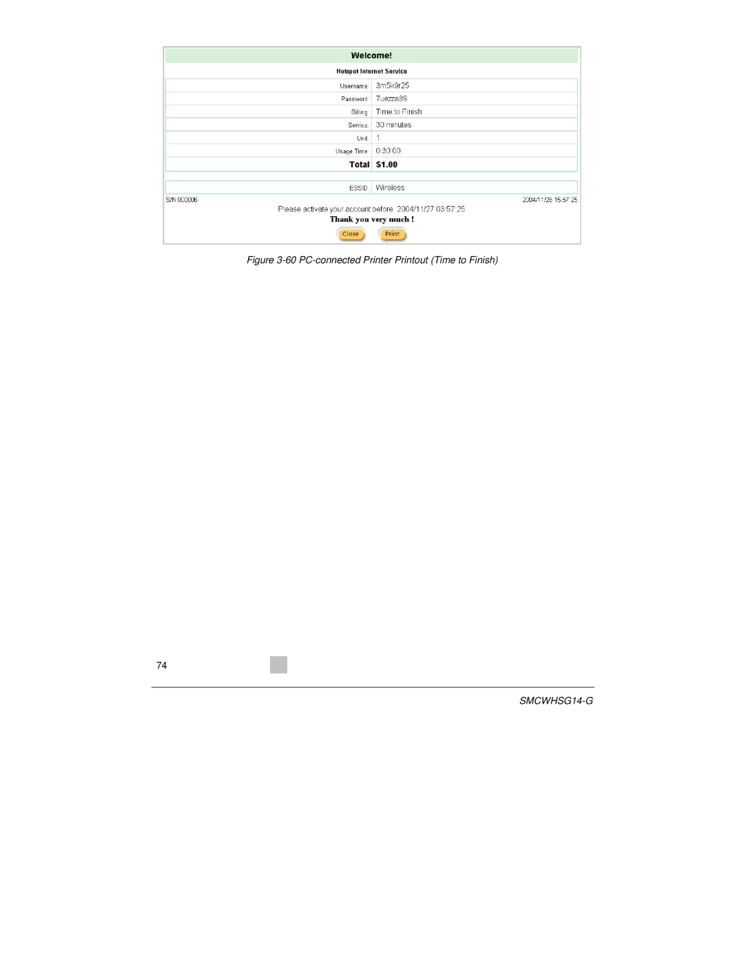 SMC Networks SMCWHSG14-G manual PC-connected Printer Printout Time to Finish 