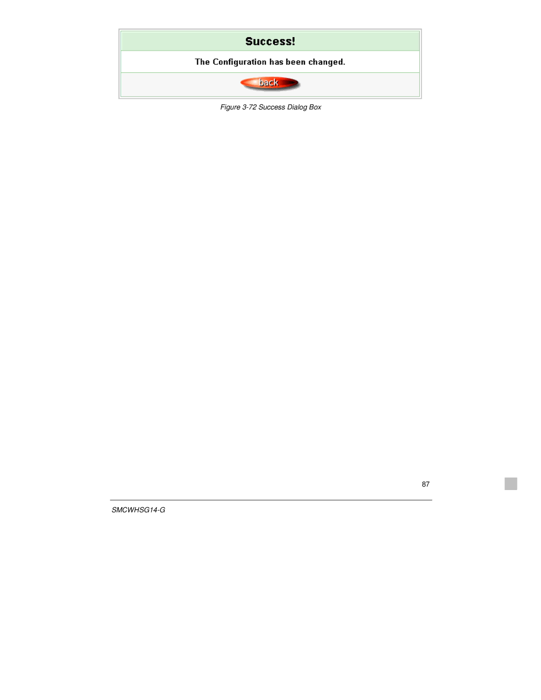 SMC Networks SMCWHSG14-G manual Success Dialog Box 