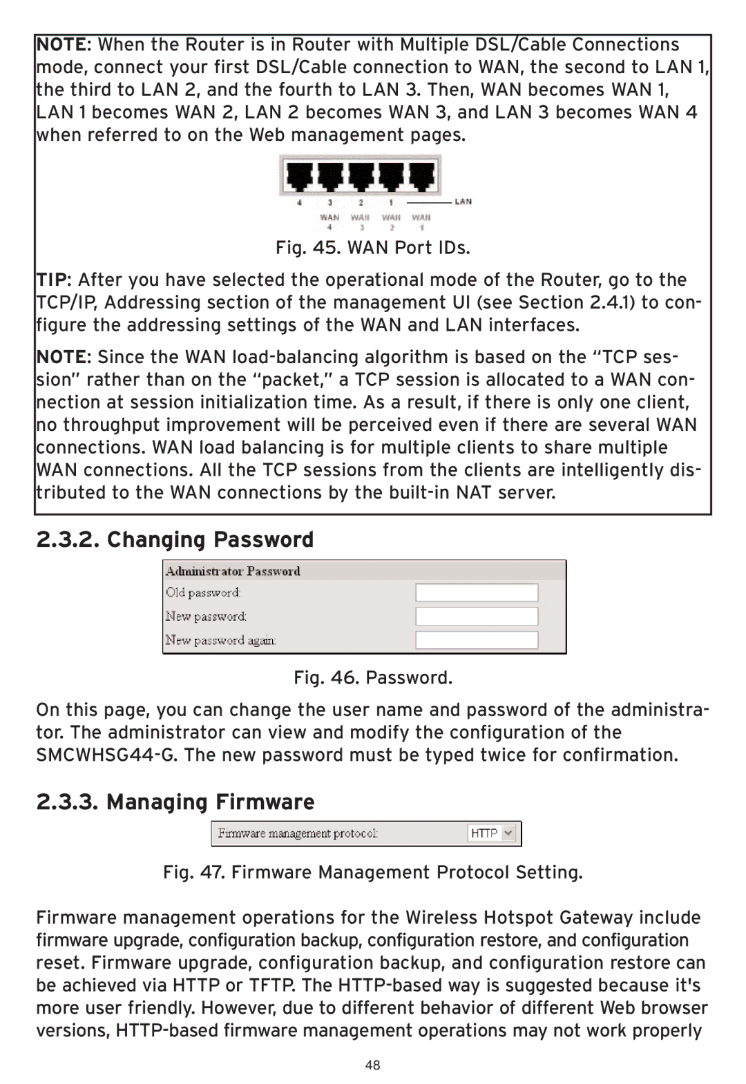 SMC Networks SMCWHSG44-G manual Changing Password, Managing Firmware 